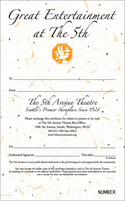 5th Avenue Theatre Gift Certificate